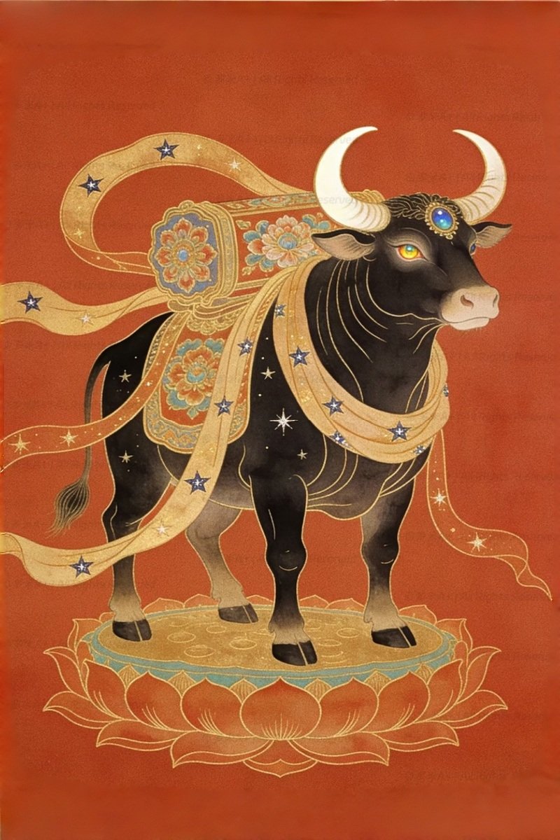 The steadfast Ox zodiac sign for 2026, representing patience, diligence, and building lasting success in the Fire Horse year.