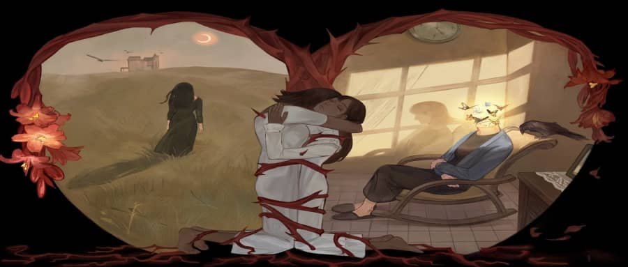 Diagram of an astrology synastry chart highlighting North and South Node connections in karmic relationships.